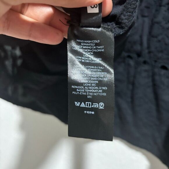 Anthropologie Tiered Blouse Tunic ‎ Small Black Sleeveless Textured Lace Detail - Picture 8 of 9